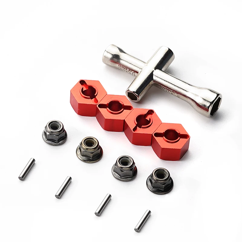 Aluminum 12mm Hex Hubs Wheel Adapters Flanged Lock Nuts Cross Wrench for Traxxas Stampede Slash 4x4 1/10 RC Car Upgrade Parts