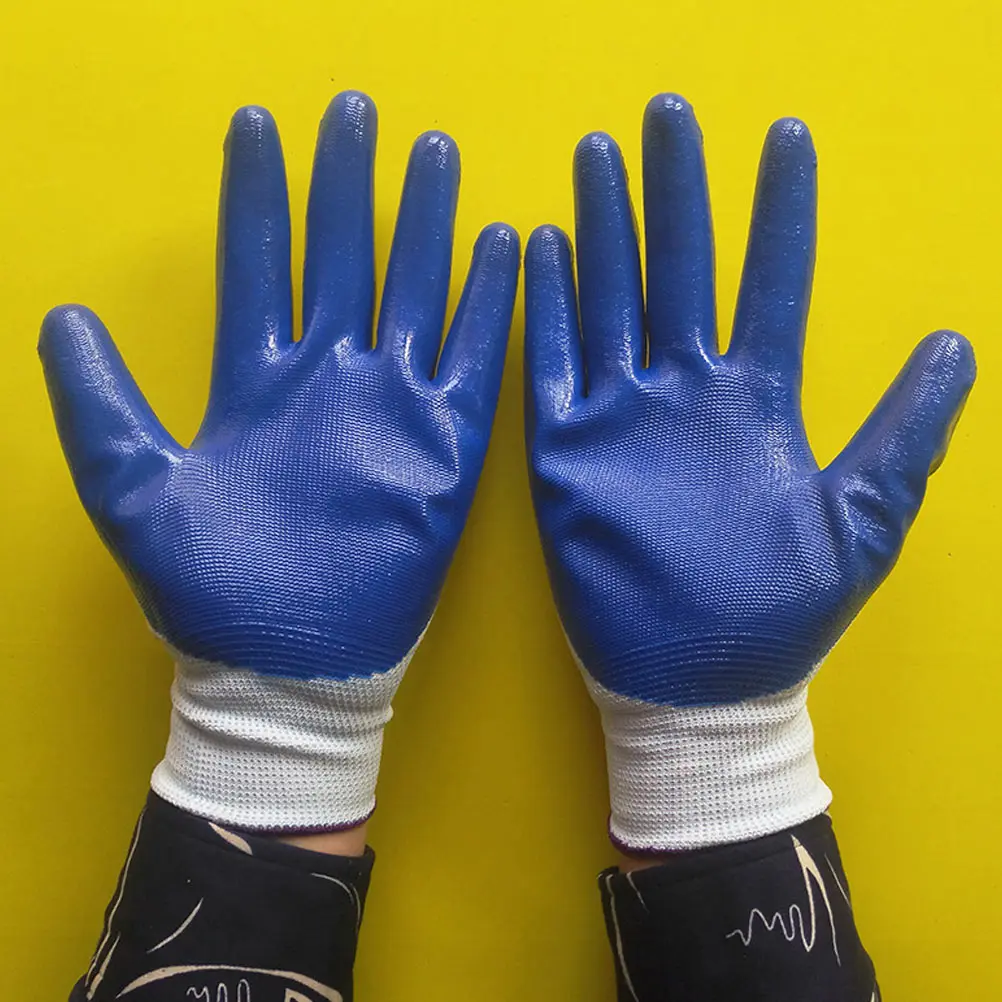 

12 Pairs Protective Gloves Gardening Art Work Labor Hand Wear Resistance Silicone Nitrile