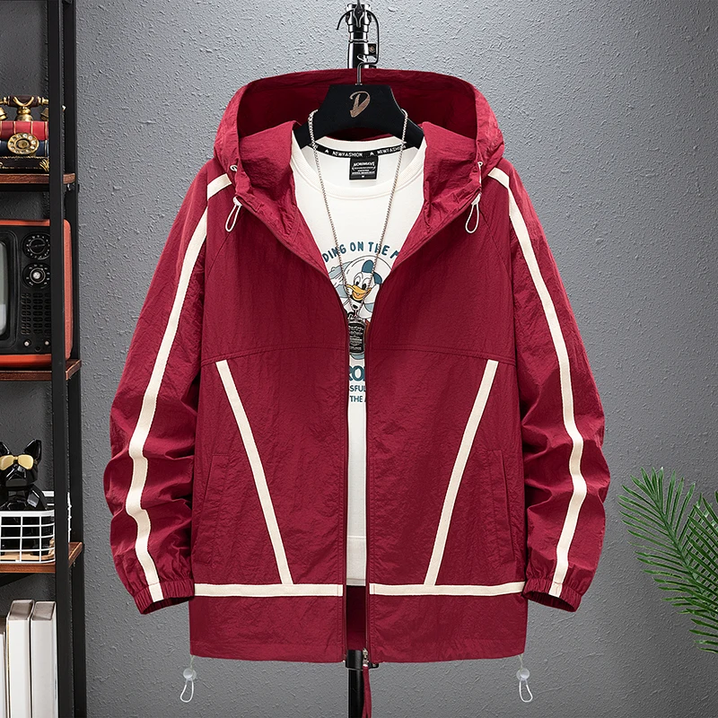 Summer Men's Outdoor Volleyball Sports UV Resistant Patchwork Jacket Trendy Lightweight Breathable Long Sleeved Sunscreen Jacket