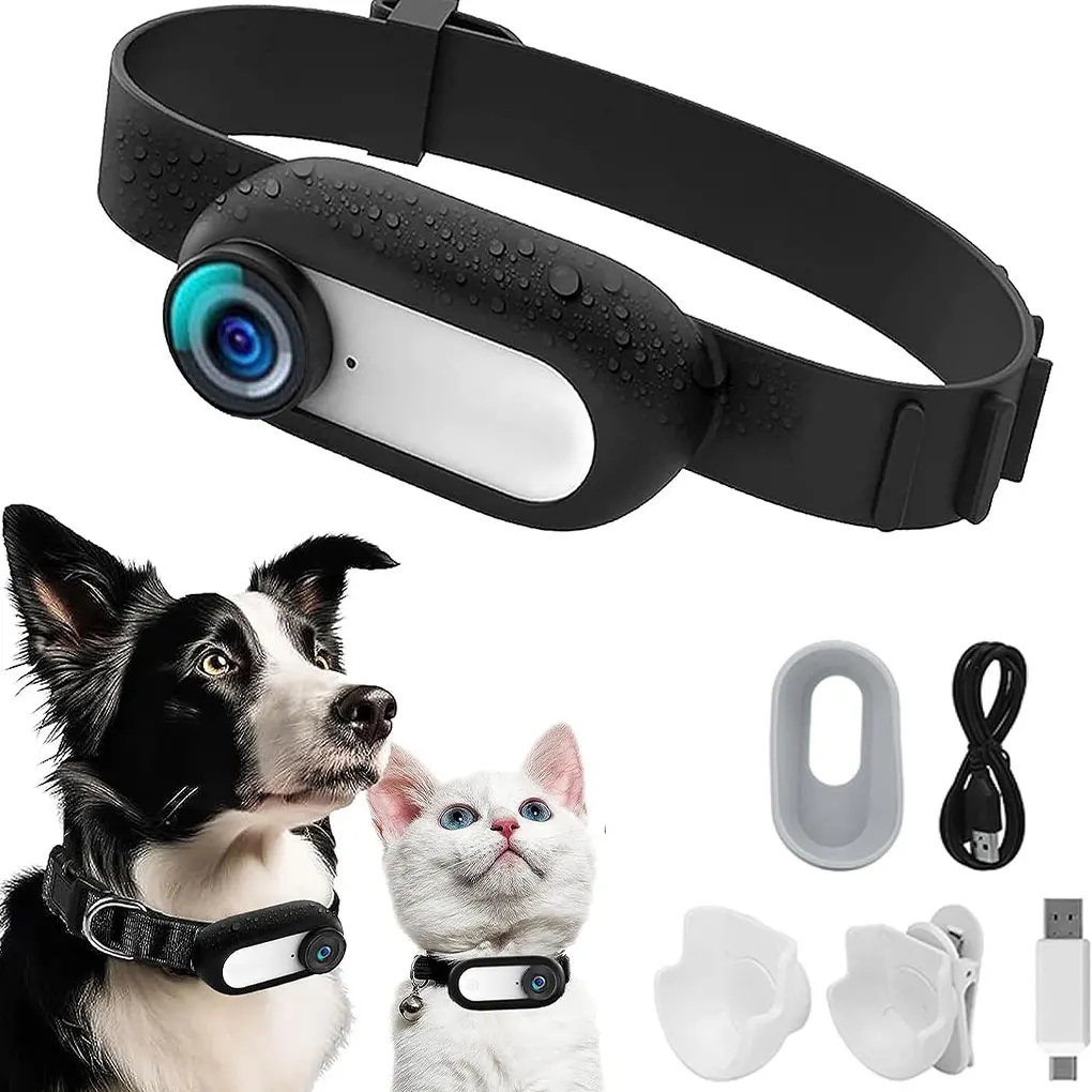 Pet supplies, 1080P cat camera collar with recording, wireless mini sports camera, action body camera, No WiFi