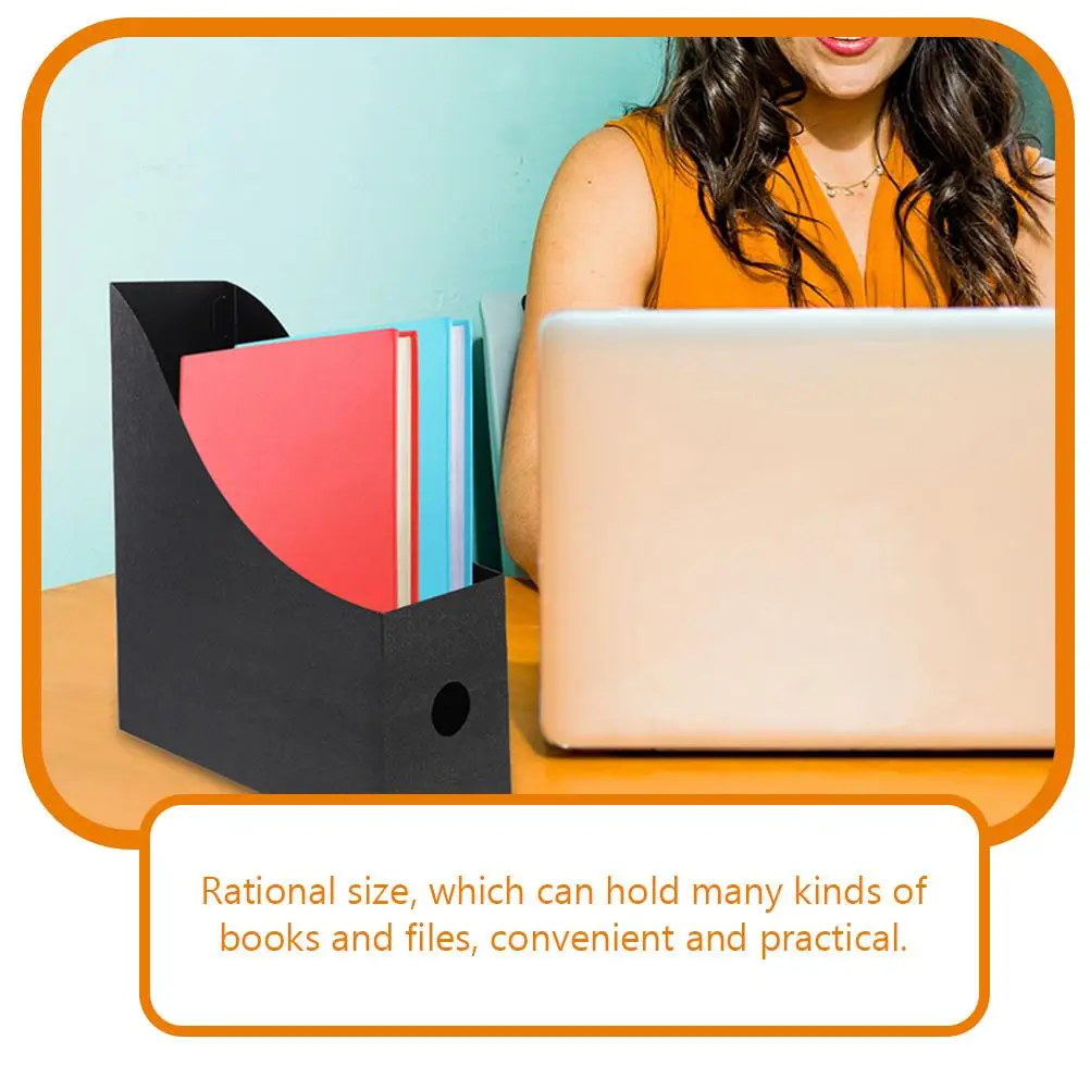 3pcs File Holders Black PP Desk Rack Folder Organizer Student Document Storage Magazine Rack Book Bin Office Accessories