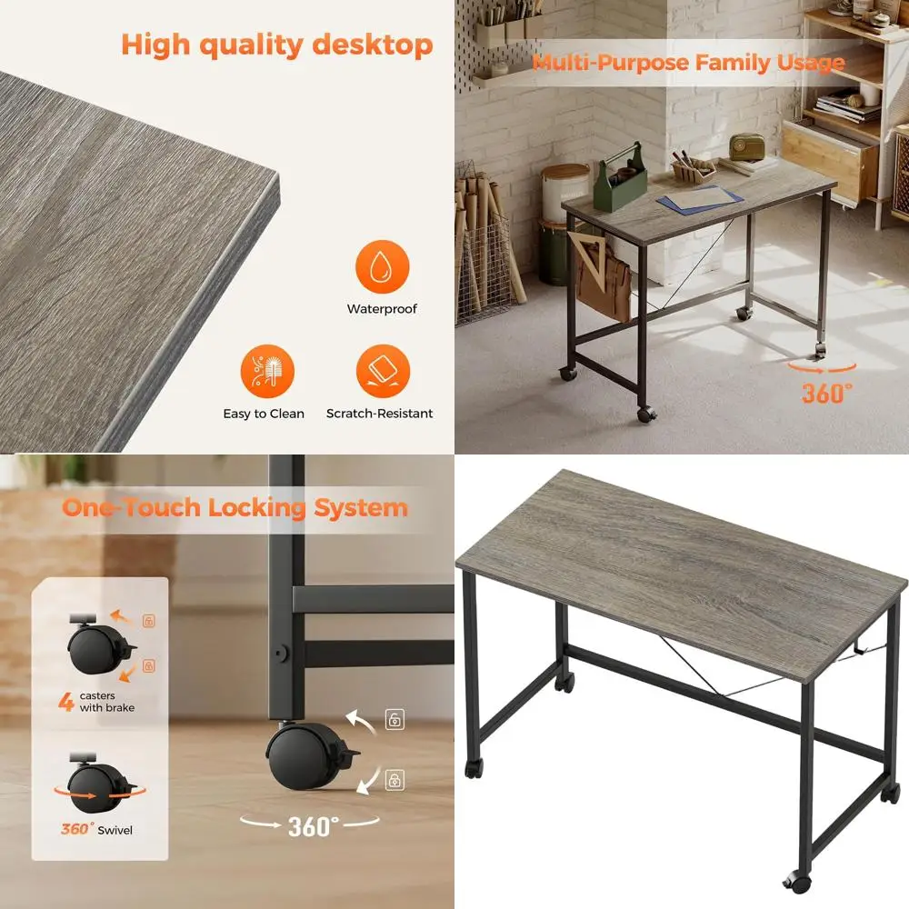 

Компактный игровой стол на колесиках, современный минималистичный стол для домашнего офиса для небольших помещений, идеально подходит для учебы и письма