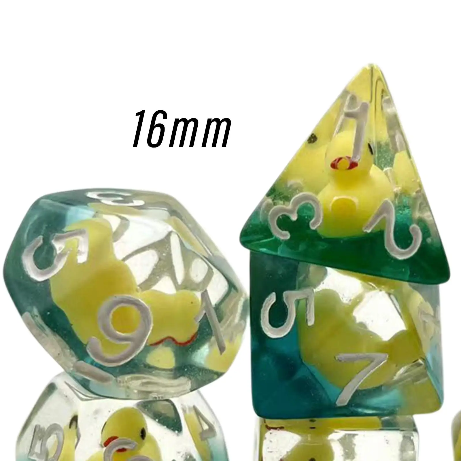 7x Acrylic Polyhedral Dices Set Party Toys Filled with Ducks Animal D4 D8 D10