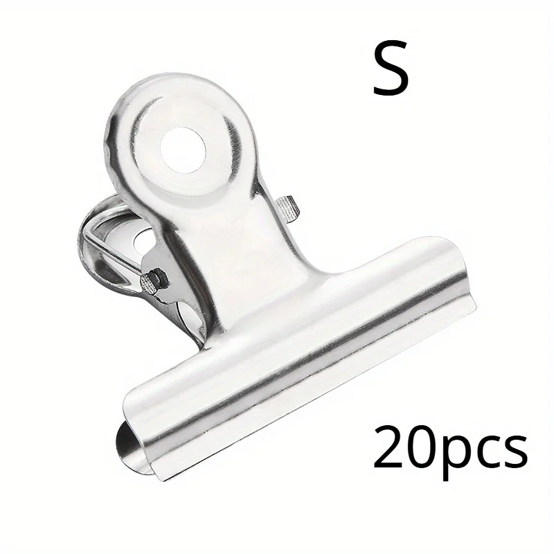 

20pcs Silvery Metal Hinge Clips - Large & Small Spring Clips for Photos, Art Crafts, Food Bags - Durable Office Supplies
