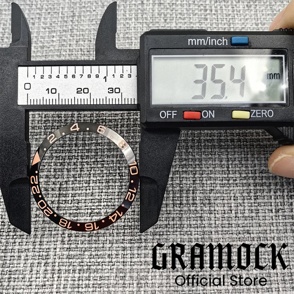 Gramock جودة عالية 35.4 مللي متر * 29 مللي متر أسود/أزرق/أخضر السيراميك المنحدر ساعة الحافة إدراج صالح 38 مللي متر الفرعية ساعة