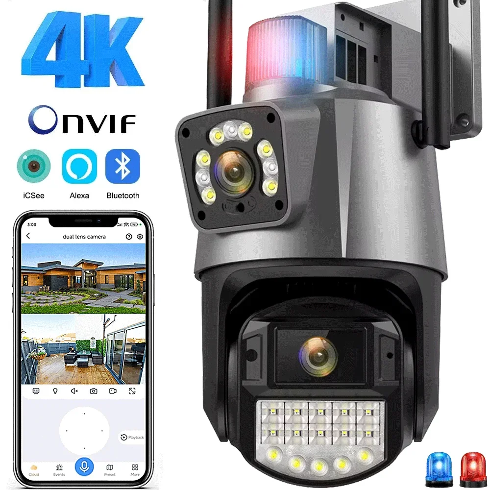 camera de vigilancia ao ar livre lente dupla tela dupla wifi video cctv protecao de seguranca rastreamento automatico ptz 8mp 4k 01