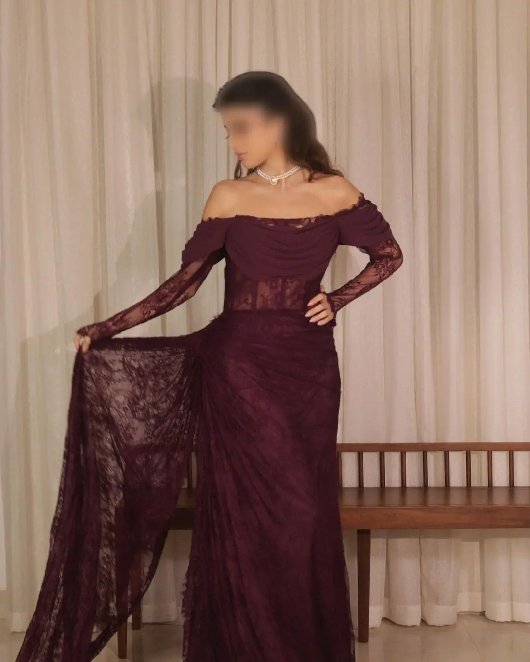 Customized Saudi Arabic Prom Dresses Lace Evening Dresses Long Sleeves Floor-length Party Dresses Vestidos De فساتين مناسبة image 2