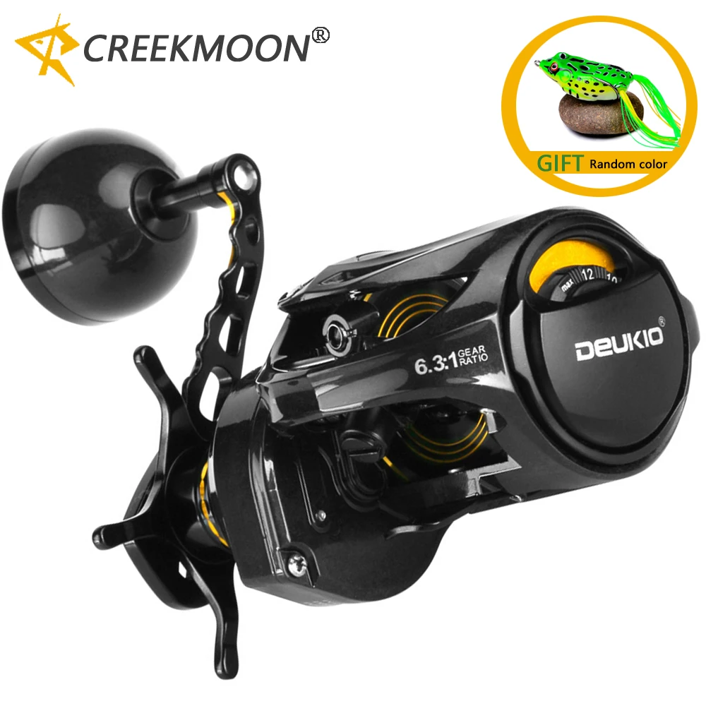 

Baitcasting Reel Magnetic Brake System Spinning Fishing Reel 16KG/35LB Max Drag 6+1BB 6.3:1 Gear Ratio High Speed Clicker Wheel