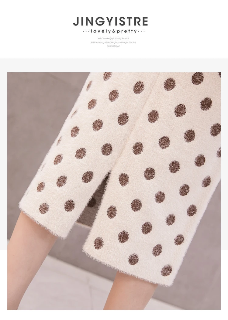 Winter Pregnant Women Abdomen Knitting Skirt Back Split Fashion Polka Dot Maternity Empired Skirts Straight Pregnancy Skirt Cute