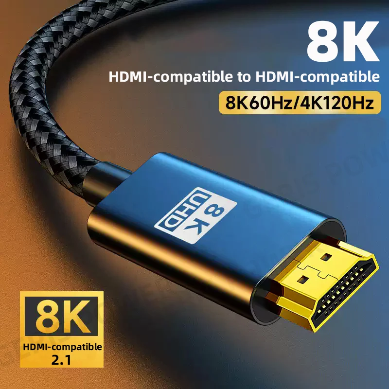 

8K HDMI-compatible 2.1 Cable for TV Box/Fire stick PS4 PS5 Laptop Video Cord HDMI-compatible Adapter Cable for Thunderbolt 3