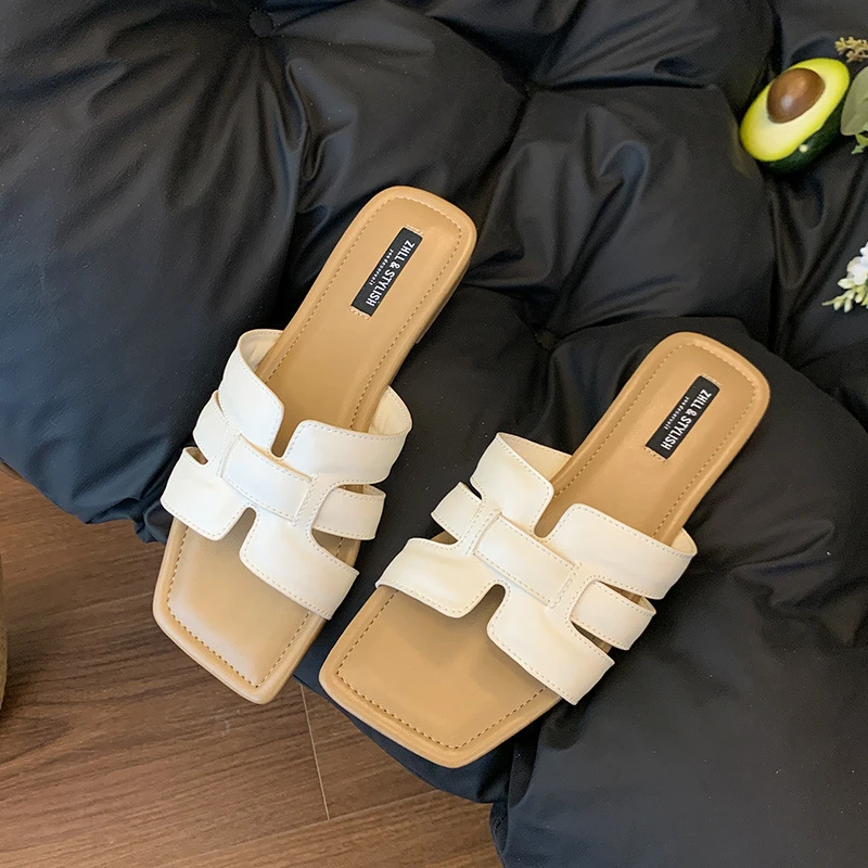 

Sandals Square Toe Flat Sole Available In Black Silver And White Colors Casual Slip On Sandals For Summer Beach And Daily Wear