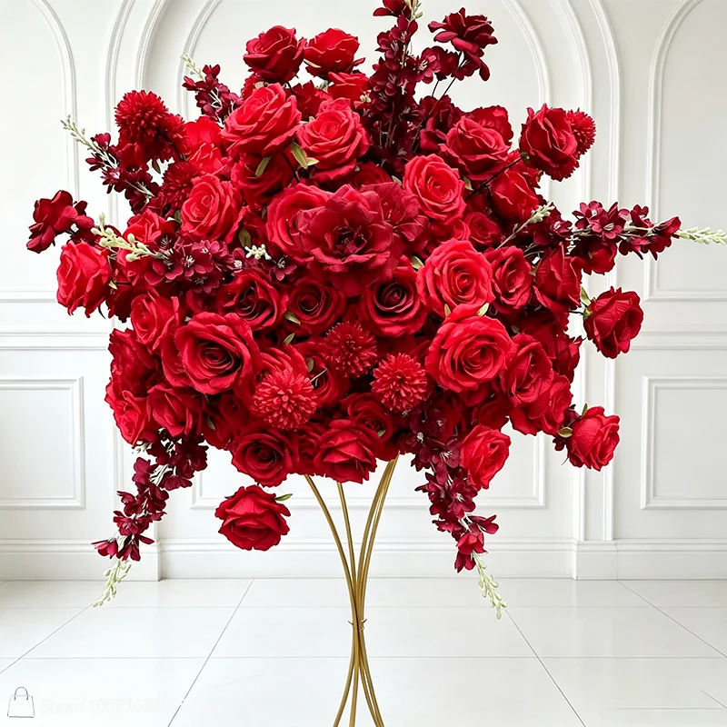 Große Künstliche Rosen-Delphinium-Blumenkugel als Hochzeitstisch-Mittelstück, Blumenarrangement für Party, Bankett, Gangdekoration und Veranstaltungsortdekoration – Detail 2