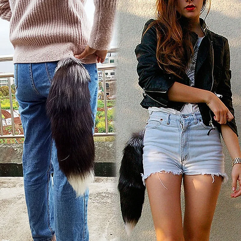 Fox Tail Keychain Women\'s Bag Pendant Natural Color Nine-tailed Fox Tail Stage Performance Props