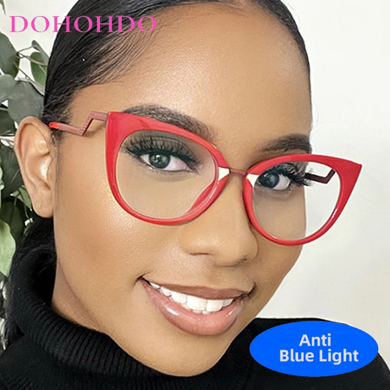 

Luxury Brand Designer Metal Frame TR90 Cat Eye Anti-Blue Light Glasses Women Men Optical Spectacle Protection For Reading Lentes