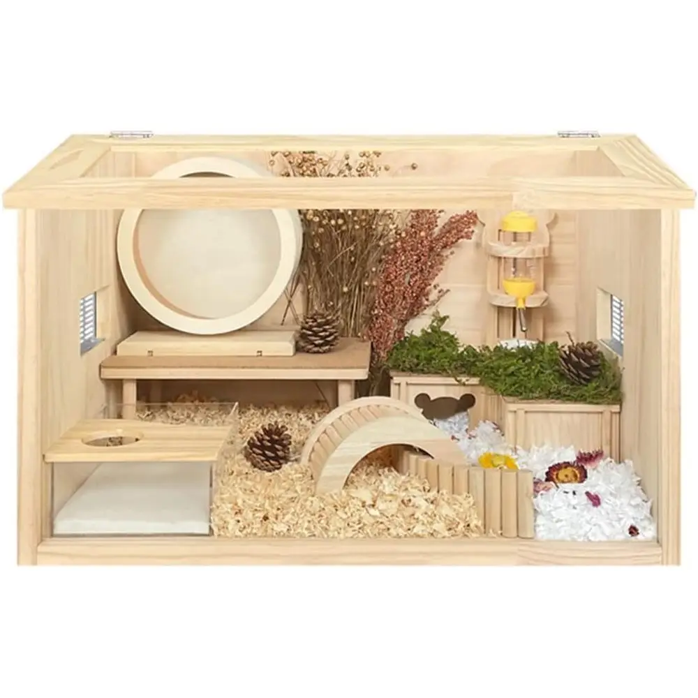 

Большой деревянный вольер для хомяков и рептилий, 40x30x30 см, идеально подходит для наблюдения за мелкими животными