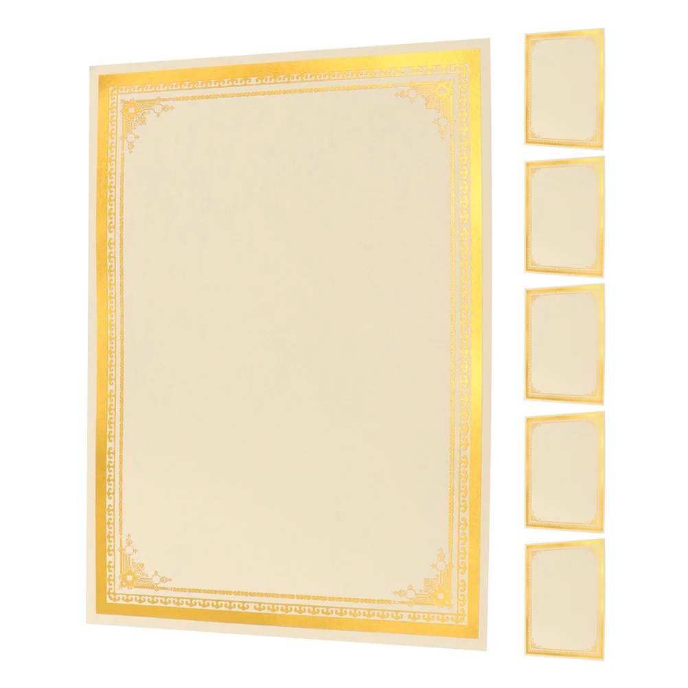 

6Pcs Certificate Inner Paper Gold Foil Border Elegant Design Printer Friendly for Graduation Awards Employee Recognition