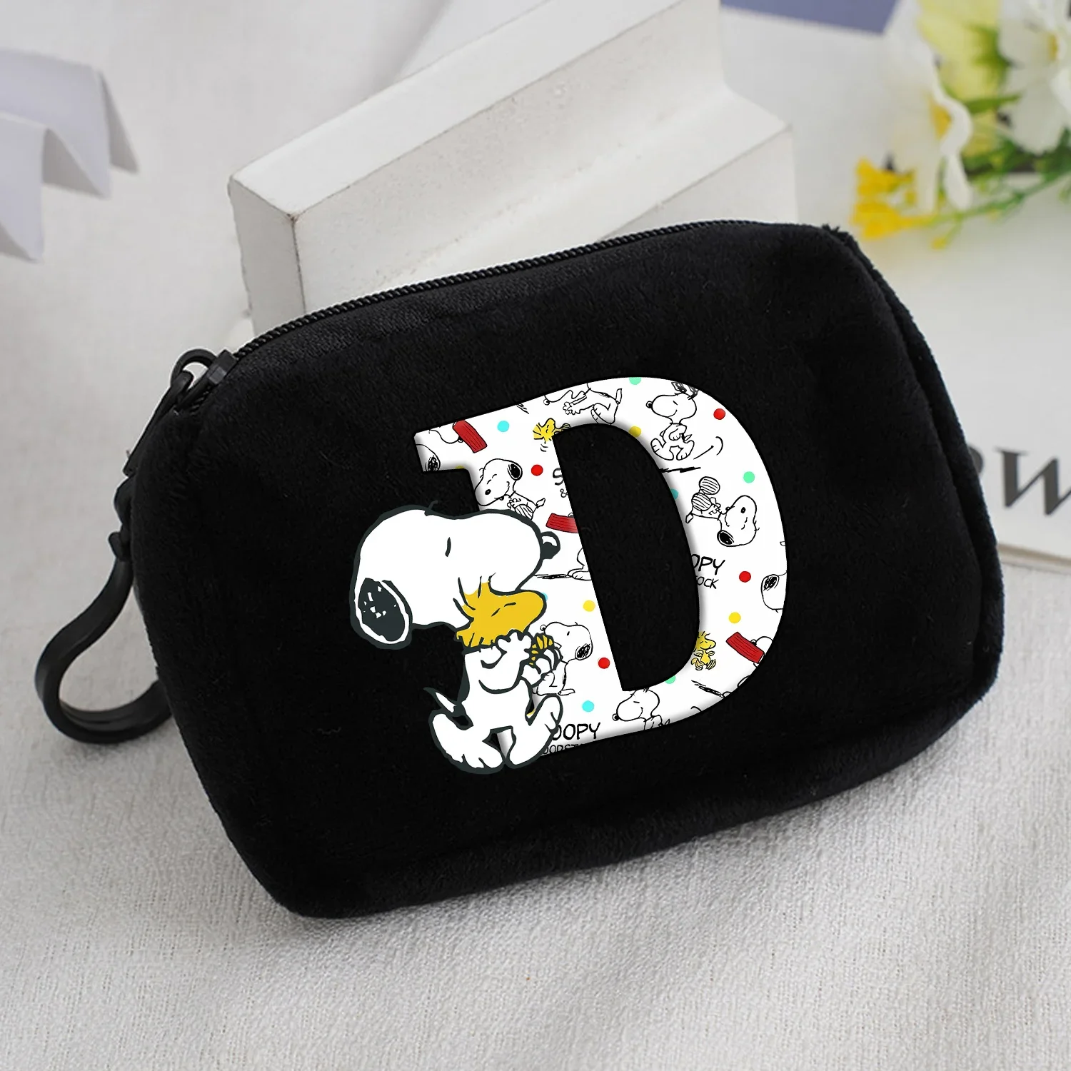 Snoopy Coin Purse Kawaii Cartoon Mini Wallet Man Woman Zipper Purse Fashion Anime Black Money Card Storage Bags Birthday Gift
