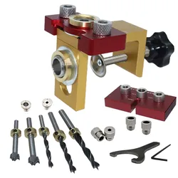 3 In 1 Doweling Jig Kit W/ Positioning Clip Adjustable Drilling Guide Puncher Locator Woodworking Joints Tools for Carpentry DIY