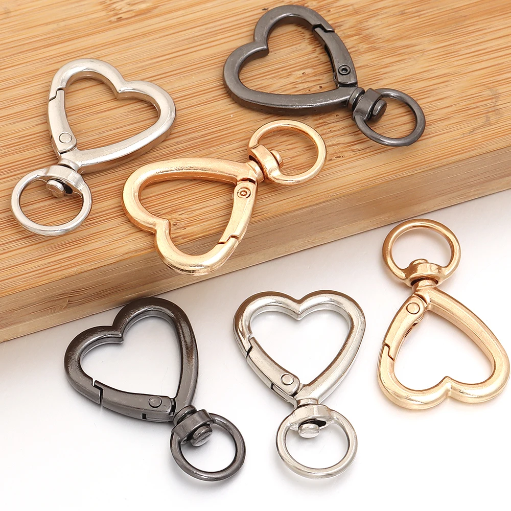 5 Stück Legierungs-Herz-Karabinerhaken Drehbare Lanyards Auslöse-Schnapphaken Riemen für Schmuckherstellung DIY Taschen Schlüsselanhänger Schlüsselringe – Detail 6
