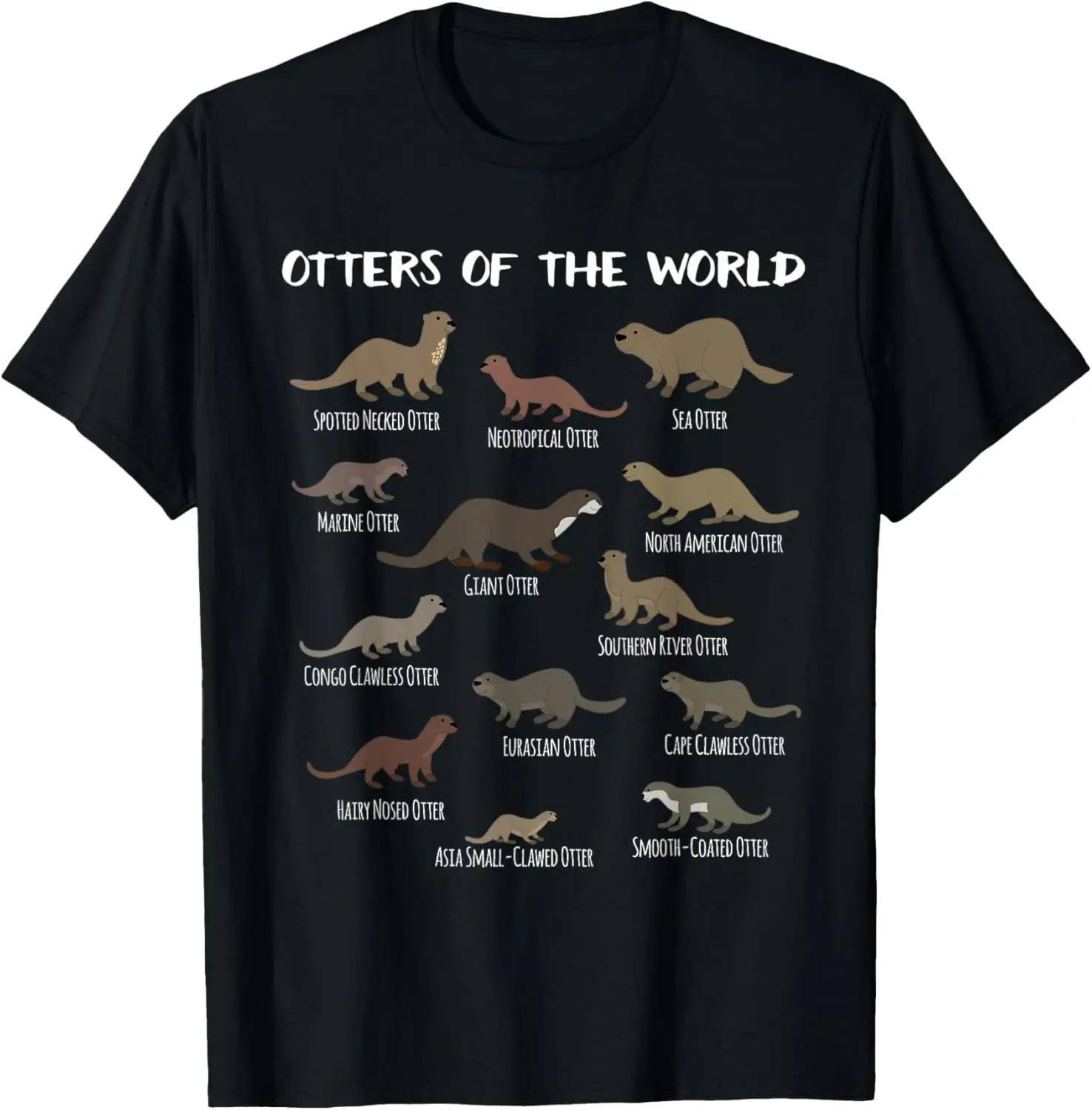 

Otters Of The World Sea Otter Giant Otter Educational Gift T-Shirt