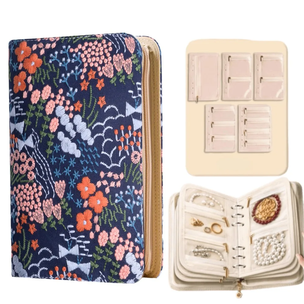 Multi-Functional Portable Jewelry Storage Bag with Zipper Anti-Scratch Jewelry Anti-Oxidation Bag 5pcs Detachable Pouches