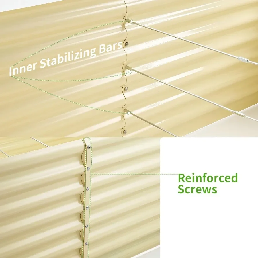 8 × 4 × 2ft المجلفن أثار سرير الحديقة صناديق زراعة في الهواء الطلق أثار حديقة سرير في الهواء الطلق للخضروات الزهور الأعشاب 479 جالون