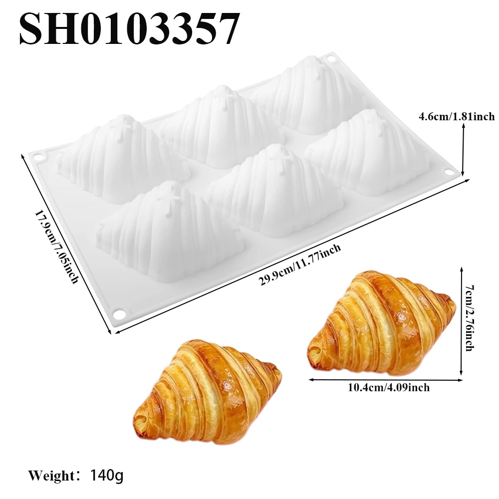 6-Zellen-Croissant-Design Lebensmittelechte Silikon-Schokoladenkuchenform Mousse-Kuchenform DIY-Seifenform Küchen-Dessert-Backform – Detail 4