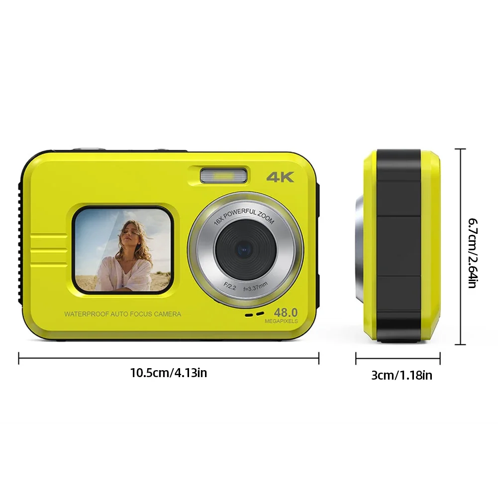 48mp wasserdichte Kamera 2,7 k Video Dual Screen 16x Zoom Outdoor Sport Digital kamera