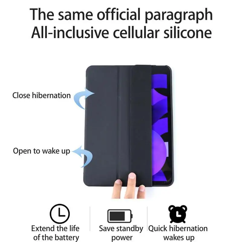 Capa protetora para tablet, capa de silicone com três dobras, pele de proteção para samsung tab a8 s8/s7 t500, suprimentos para tablet para estudo e escritório