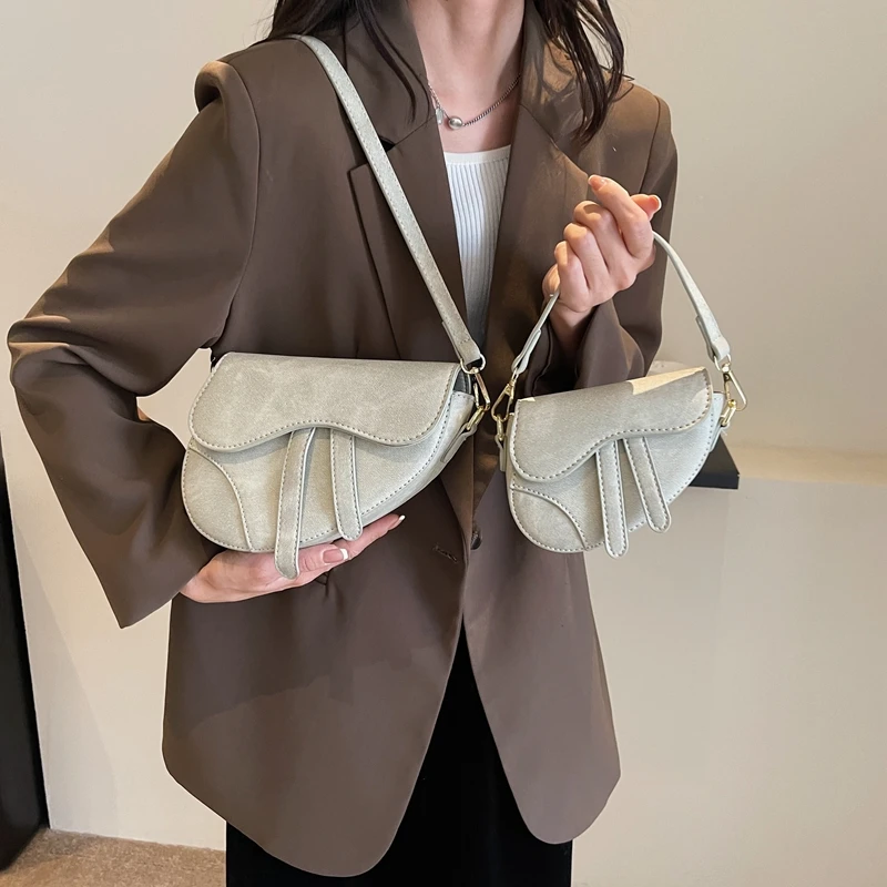 

New Solid Design Saddle Bags Versatile Women's Single Shoulder Bag Outdoor Leisure Commuting Trend Женская сумочка