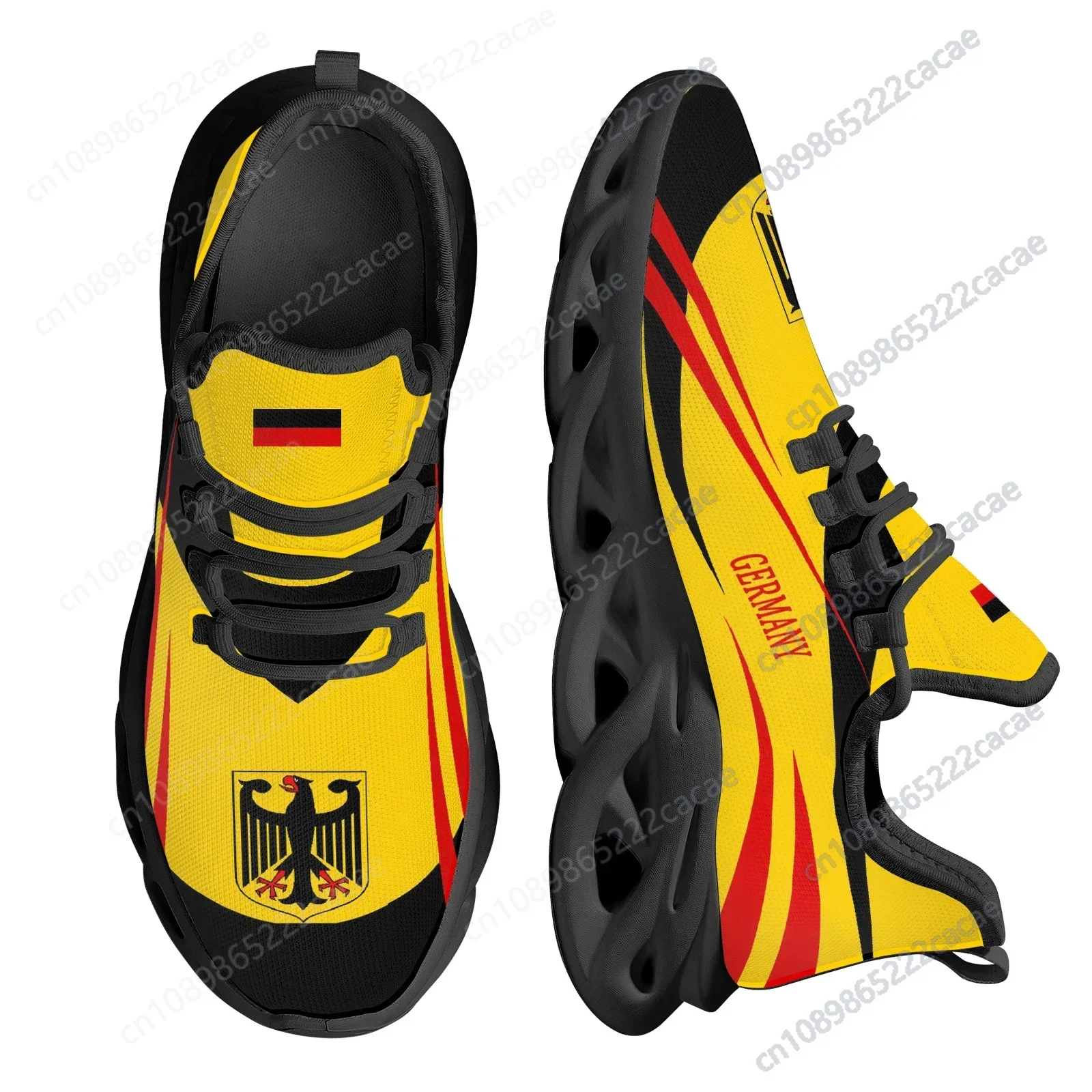 Trendy German Flag National Emblem Printing Lightweight Breathable Outdoor Sneakers Walking Shoes Knitting Thread