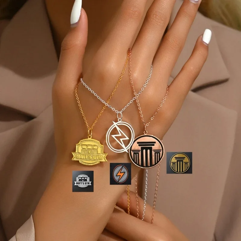 

Custom Logo Necklace Personalized Unique Simple Stainless Steel Necklace For Women Man Customized Jewelry Gifts