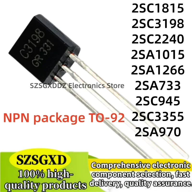100Uds 100% new A1266 A733 2SC2240 2SC3355 2SA970 2SC1815 2SC3198 2SC945 2SA1015 2SA1266 2SA733 C1815 C3198 C945 A1015 TO-92