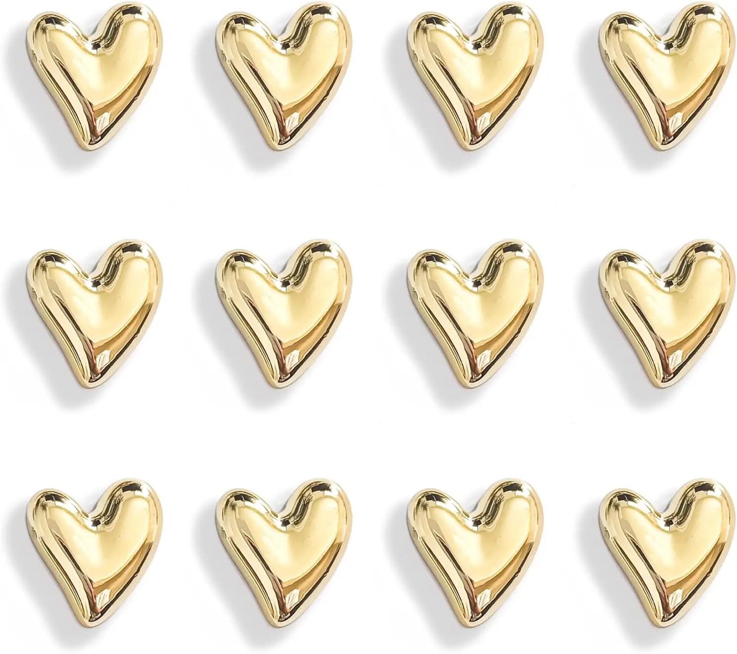 

12PCS Refrigerator Magnets Gold Magnets for Fridge 0.83in Small Love Heart Cute Decorative Magnet Set for Home Kitchen Office Wh
