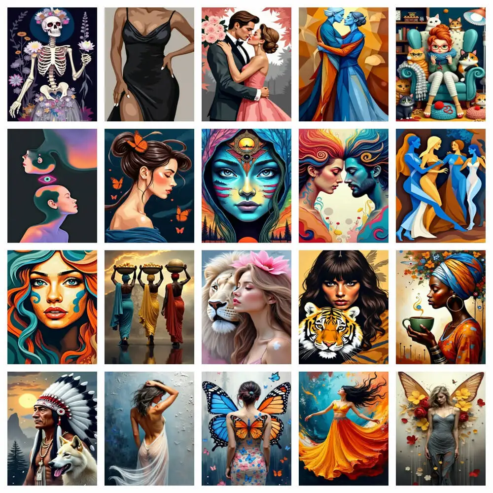 AZQSD صورة النفط الطلاء بواسطة أرقام امرأة صورة التلوين على قماش رسمت باليد ديكور المنزل الحديث #1