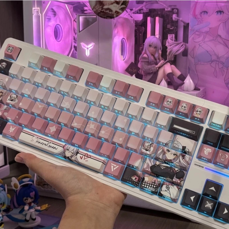Strinova Kanami Game Themed Keycaps 120 Keys, Cherry Profile Pbt Mechanical Keyboard Anime Cartoon Cute Collection Gift Keycaps