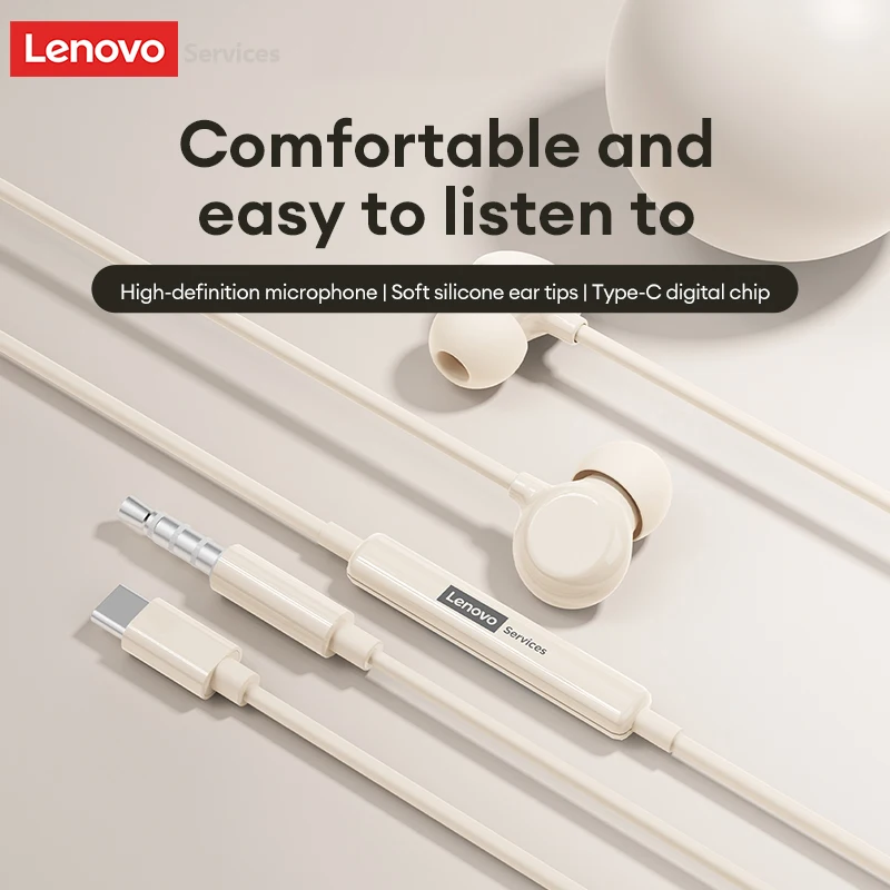 لينوفو السلكية سماعة الموسيقى سماعات 3.5 مللي متر TypeC في الأذن مع هيئة التصنيع العسكري سماعة رأس رياضية HiFi الصوت ENC الحد من الضوضاء سماعات YF05