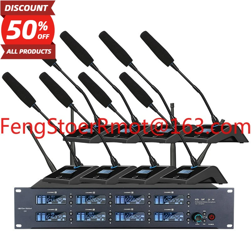 Eight wireless conference true diversity microphone gooseneck U-segment desktop speech microphone