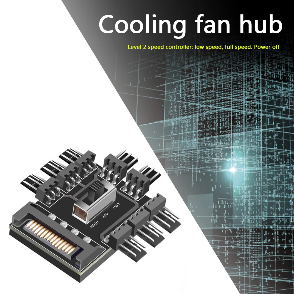 Splitter Cooling Fan Hub Practical Multi-functional Durable PC Mining SATA 1 to 8 3Pin 12V Power Socket PCB Adapter