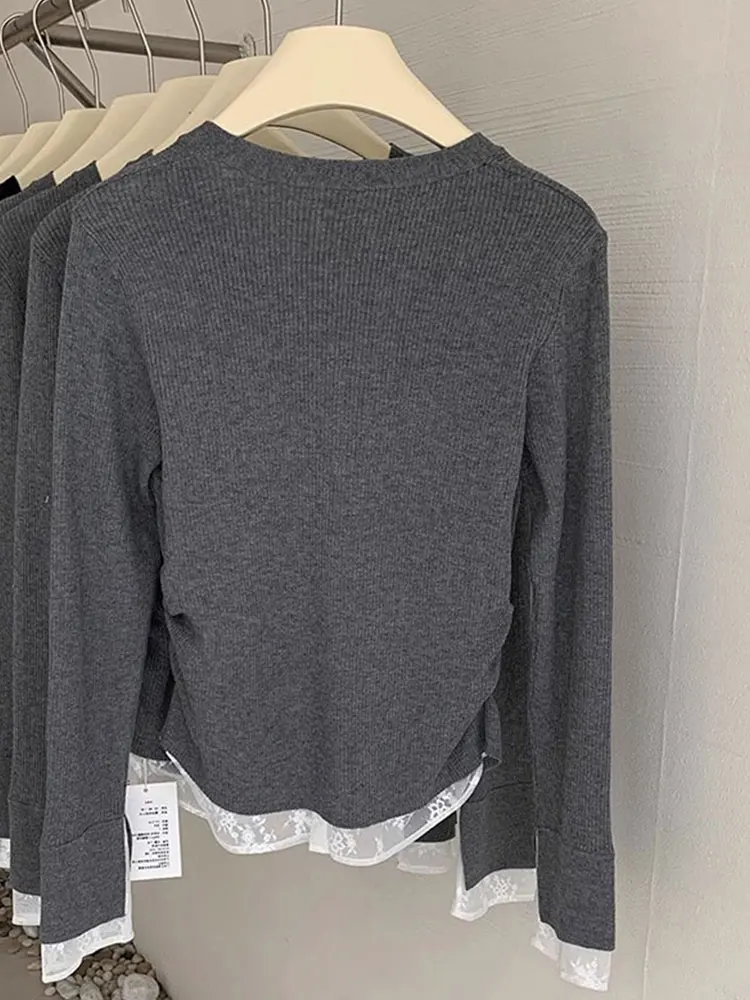 سترة عصرية كورية من الدانتيل محبوكة طويلة Sve مفتوحة سترة مريحة للنساء كاجوال لموسم الربيع #4