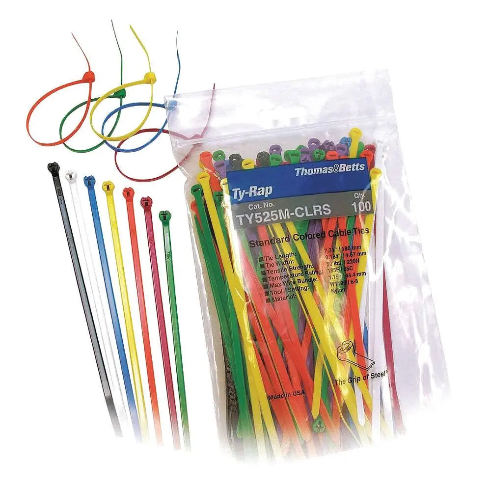 

- TY525M-CLRS - CABLE TIE, 185.67MM L, NYLON, MULTI-COLOR, 50LB, PK100