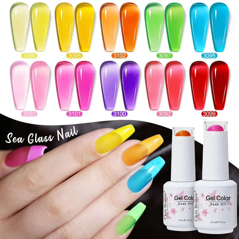 Clou Beaute Transparent French Gel Polish Translucent Nude Pink Red Jelly Glass Milky White Varnish Rainbow Color Nail Art