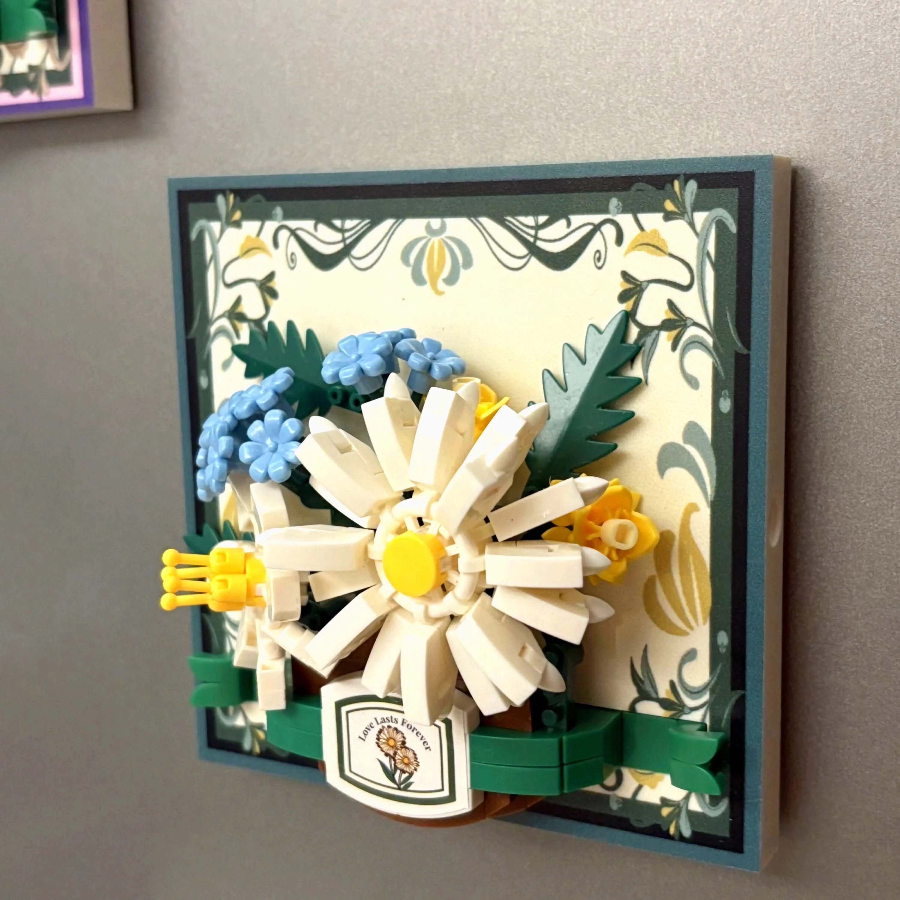 MOC 絶妙なビルディングブロック花 3D フォトフレームロマンチックな家の装飾ディスプレイ吸盤固定ミニレンガ子供のおもちゃ