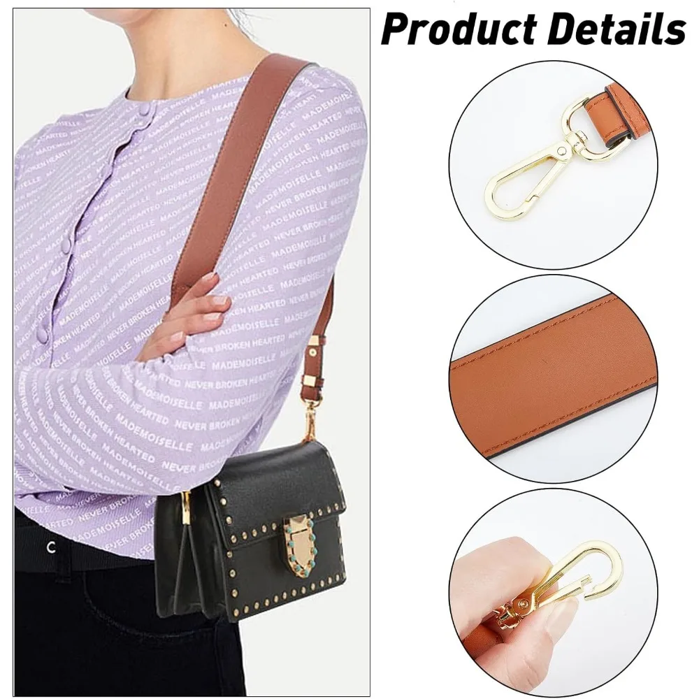 Wide Purse Shoulder Strap Replacement, 31.5 Inch PU Leather Handbag Strap Clutch Bag Handles Shoulder Bag Strap with Alloy