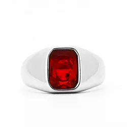 BEIER 2024 New Style Stainless Steel Wedding Engagement Black Onyx Stone Ring  Red Black Zircon Simple Fashion Jewelry