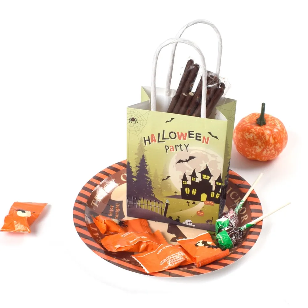 10szt Halloween Candy Paper Bag Mini Colorful Halloween Theme Party Favor Cookies Chocolate Mini Paper Bag