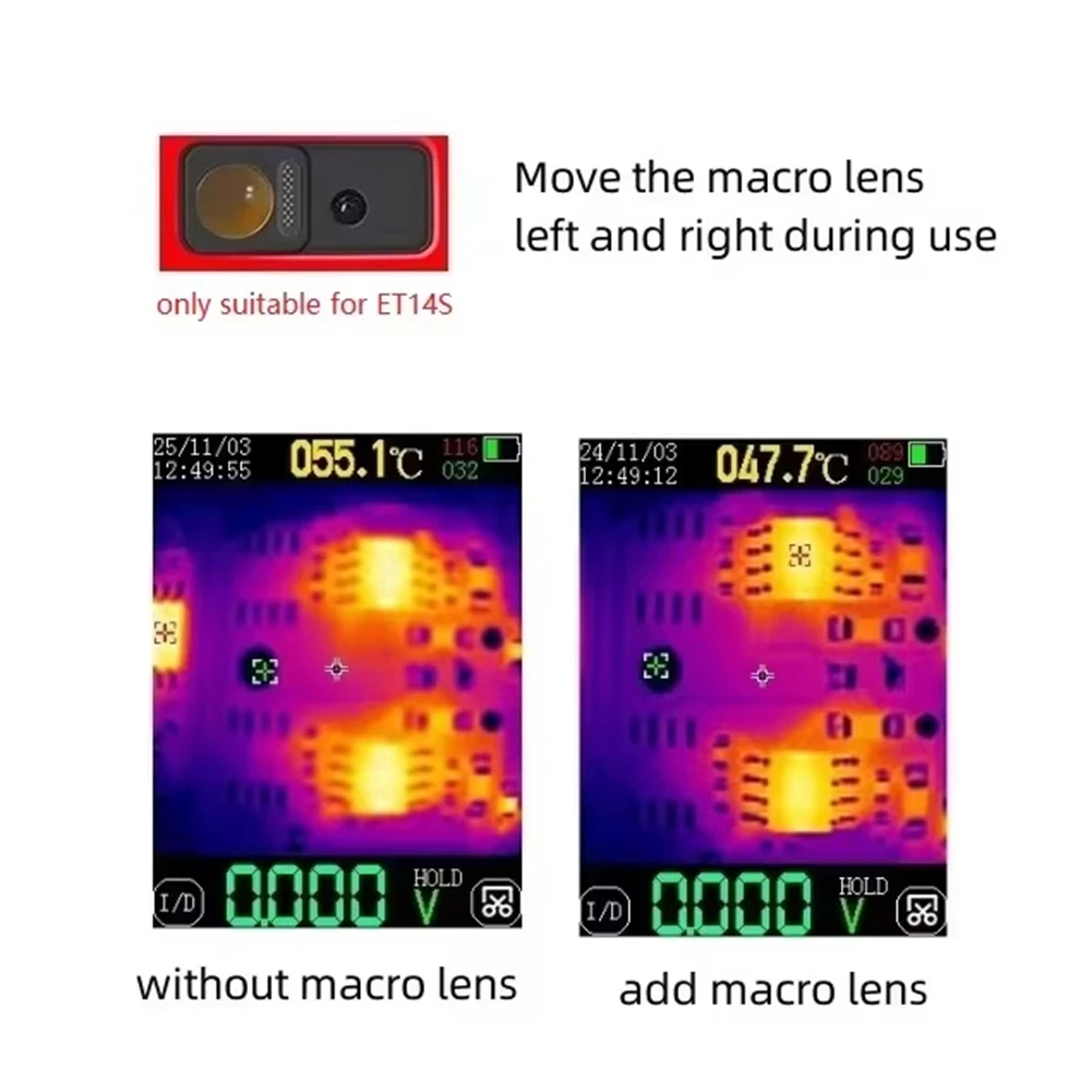 Thermal Imaging Lens Compatible with ET14S Infrared Camera for 1mm Detail for capture and Hotspot Detection at 0.5mm