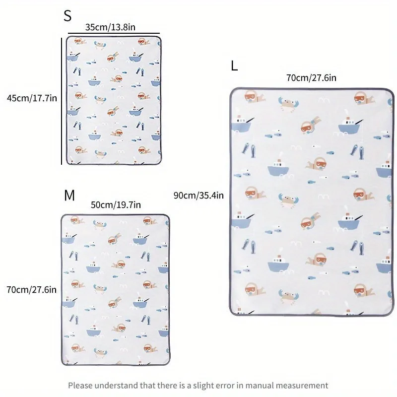 Large Breathable Non Slip Diaper Mat Cute Animal Floral Design Washable Easy Clean For Baby Naps Playtime Waterproof Pad