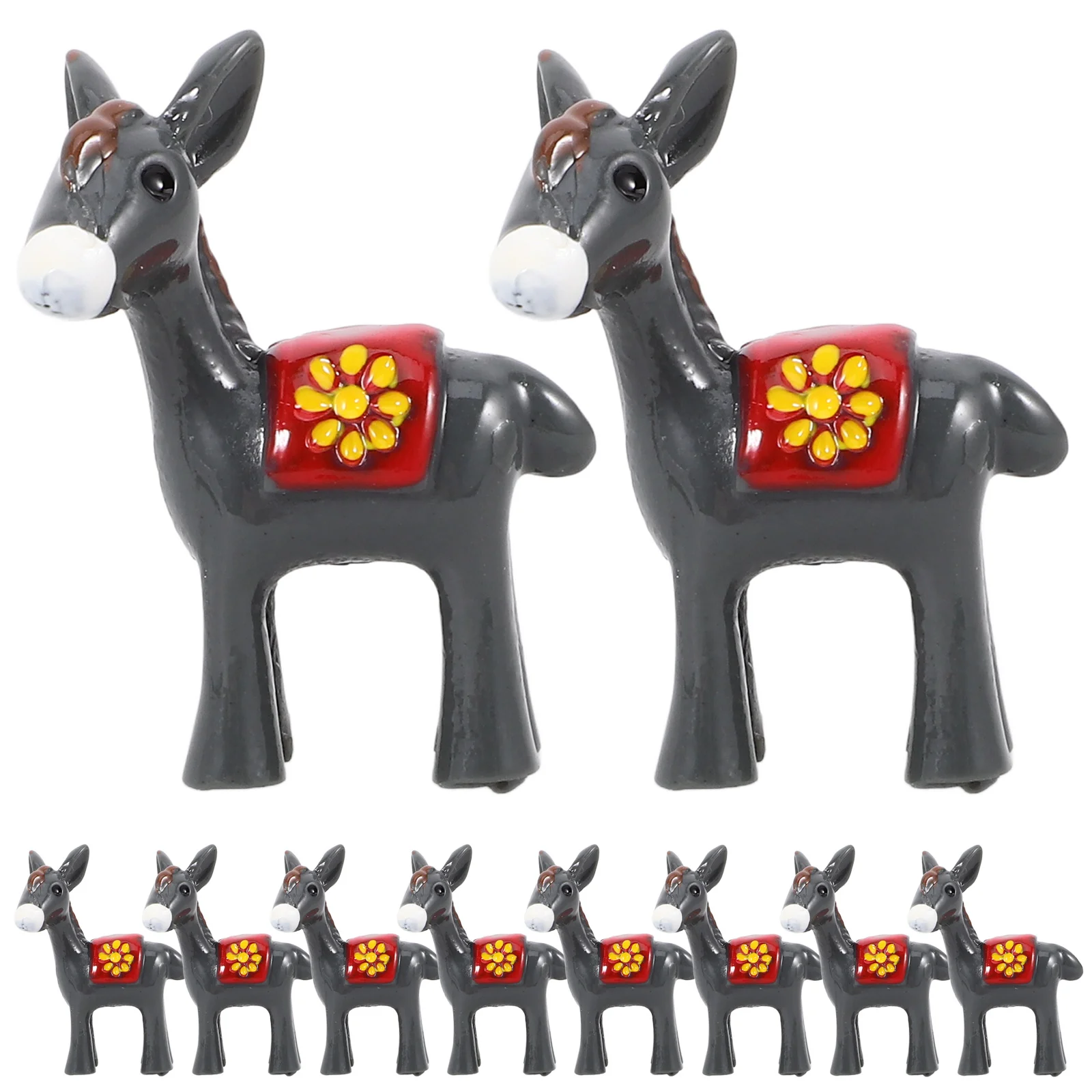 10 Pcs Mini Toy Donkeys Micro Landscape Little Figurine Ornaments Wall Resin Garden Adornment