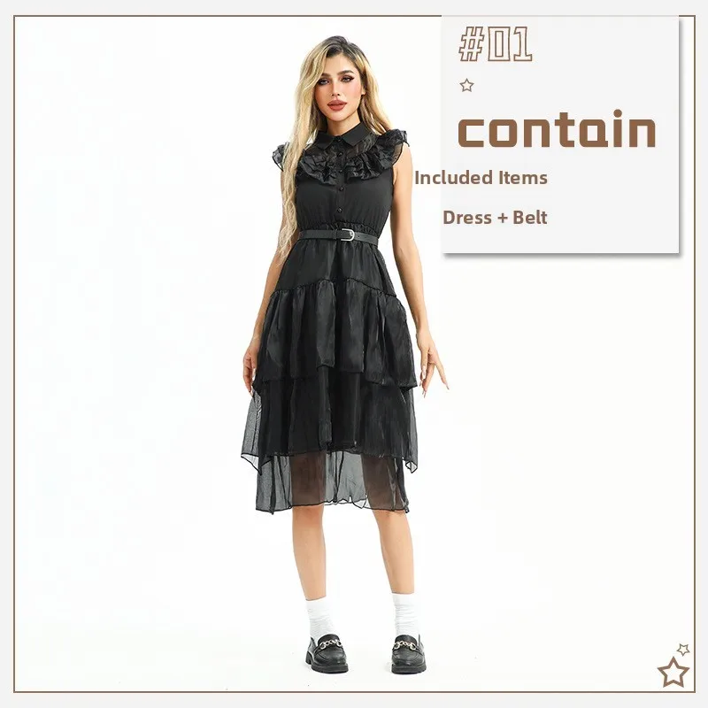 Gothic loween  Wedding Dr Little Bla Dr Wednesday Cosplay Costume k Adam Fly Ghost Bride Dr